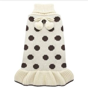 Elegant Polka Dot Dog Sweater - Cream and Brown